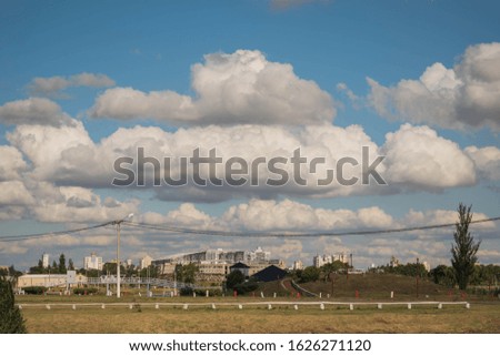 
Storm clouds over a recreational space