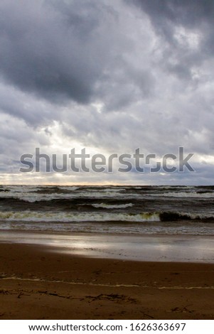 Summer storm on the Baltic sea in Lilaste, Latvia