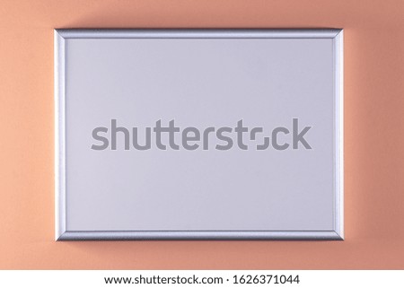 Silver frame with a white insert on a salmon background.
