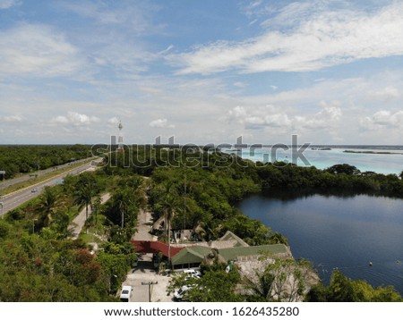 aerial view of the blue cenote of bacalar