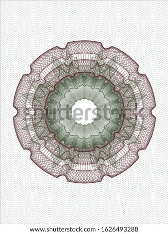 Green and Red rosette or money style emblem. Vector Illustration. Detailed.