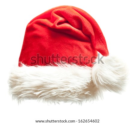 Santa Claus xmas red hat isolated on white background
