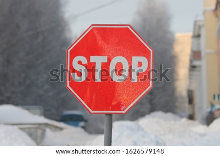 Road sign on white background. Road safety concept. Street sign.