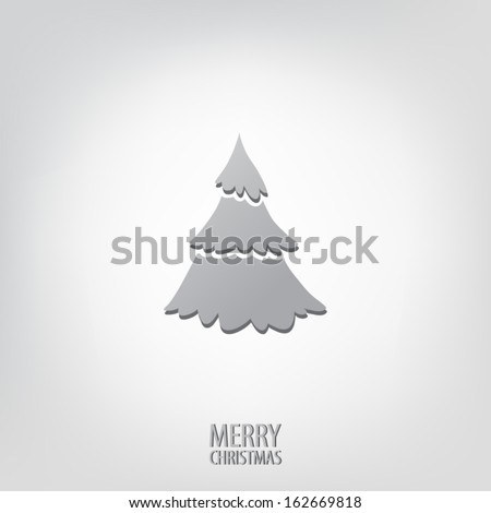 Merry Christmas minimal greeting card with christmas tree