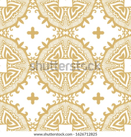 Seamless  ornamental golden - lilac, pink laced  vector  texture on dark background
