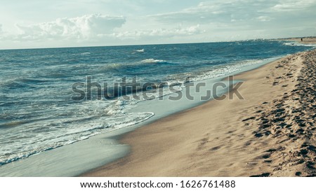 Sandy beach on the coast. panorama banner.