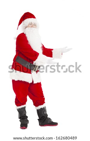 merry Christmas Santa Claus with welcome gesture
