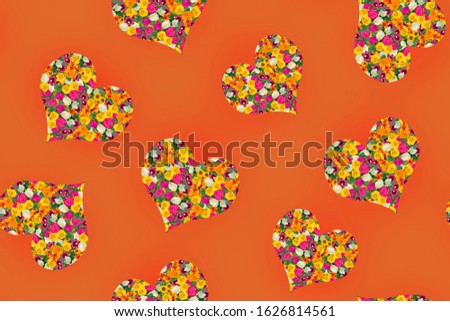Seamless pattern with flowers hearts. St. Valentine's Day.