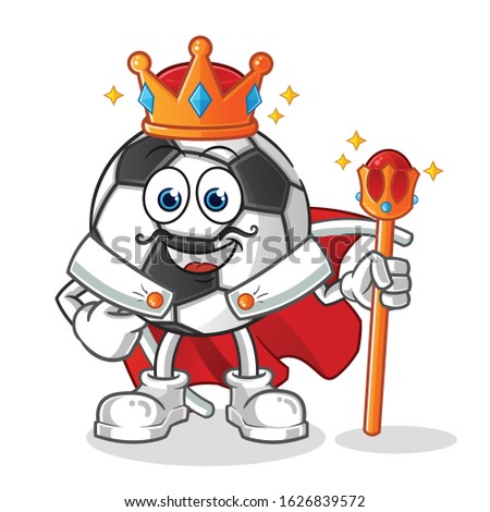 soccer ball. football ball king with crown and robe cartoon. cartoon mascot vector