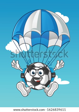 emoticon emoji skydiving cartoon with parachutes and glasses. cartoon mascot vector