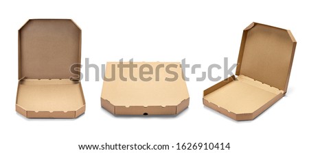 collection of various  pizza box on white background Royalty-Free Stock Photo #1626910414