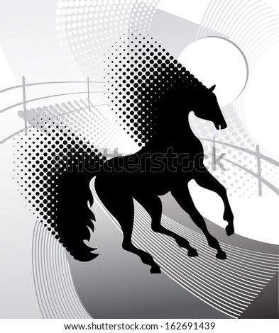 Graphic background with horse silhouette, raster version
