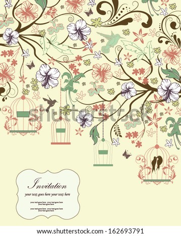 invitation card with floral background and place for text