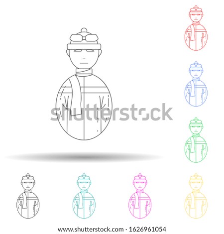 avatar skier multi color style icon. Simple thin line, outline vector of avatars icons for ui and ux, website or mobile application
