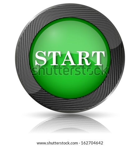Shiny glossy icon with white design on green background