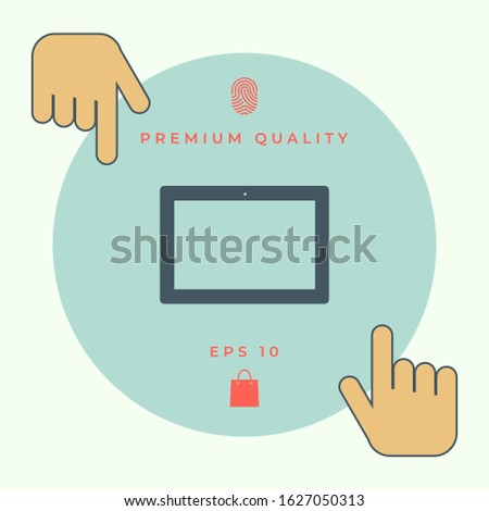 Computer tablet with blank screen, icon. Graphic elements for your design