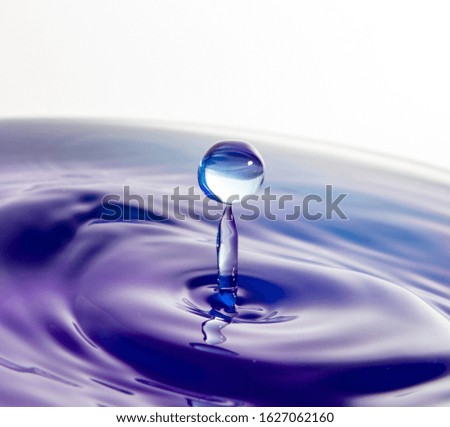 Simple water drop in purple water white backgrund