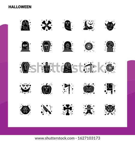 25 Halloween Icon set. Solid Glyph Icon Vector Illustration Template For Web and Mobile. Ideas for business company.