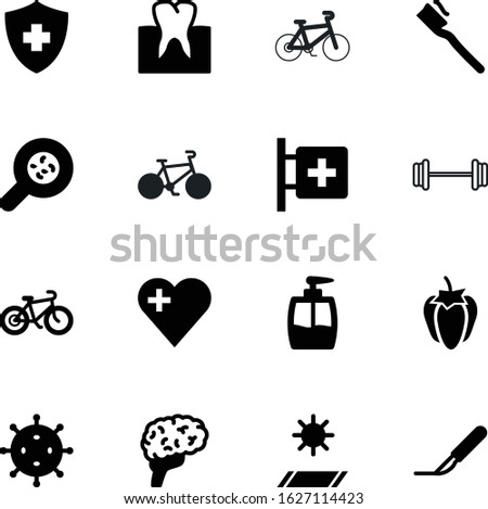 fitness vector icon set such as: creative, smile, silhouette, vegetable, biking, infection, bacterium, anatomy, think, memory, healt, doctors, first, yoga, beauty, nature, knowledge, vitamin, heart
