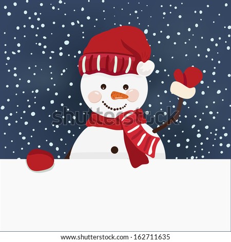 Cartoon design, christmas banner with snowman in vector