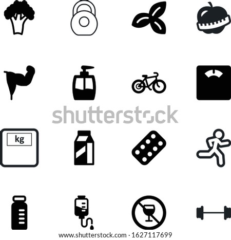 fitness vector icon set such as: organic, running, healthcare, arms, prohibited, mass, drink, addiction, ampule, runner, liquor, breakfast, antibiotic, marathon, love, counter, vaccine