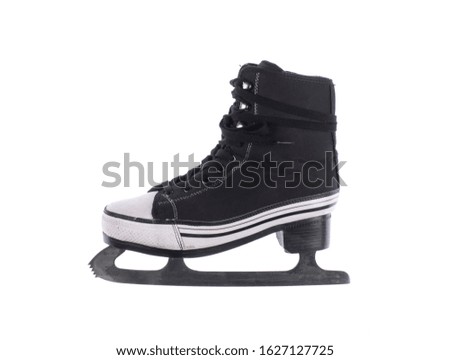 black ice sneakers ice skates isolated on white background