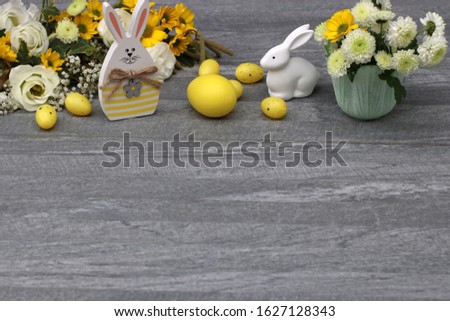Easter background with decorative bunny and easter eggs
