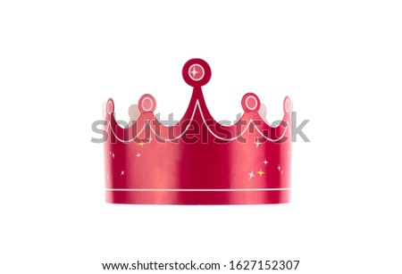 red paper crown isolated on white background