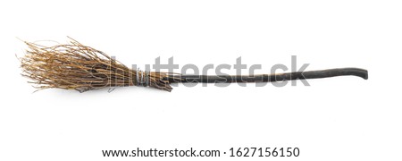 old witch's broom isolated on white background Royalty-Free Stock Photo #1627156150