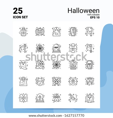 25 Halloween Icon Set. 100% Editable EPS 10 Files. Business Logo Concept Ideas Line icon design