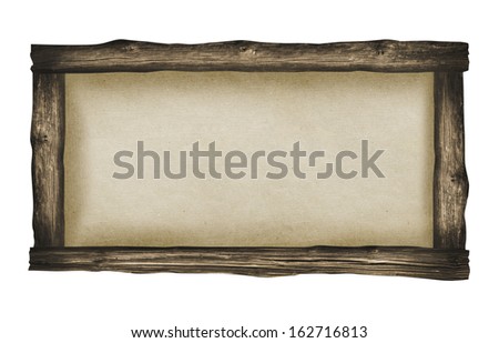 Wood frame with paper fill isolated on white