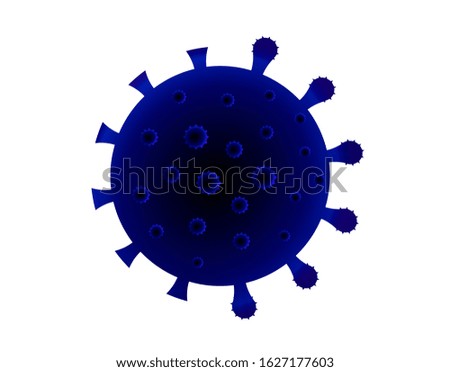 navy blue gradient line draw black shadow of virus molecule on white background, corona virus