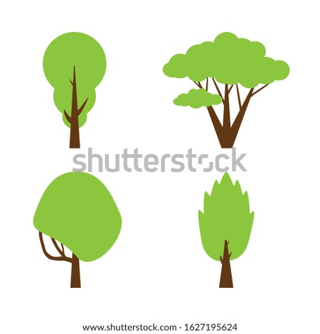 Flat tree collection. Set of isolated icons forest trees. Vector illustration