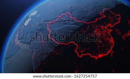 3d iillustration of globe with China corona virus Spreads in Asia