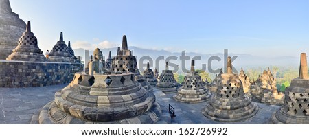 Panorama Borobudur Temple, Yogyakarta, Java, Indonesia. Royalty-Free Stock Photo #162726992