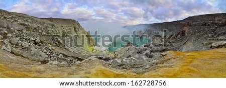 panorama of kawah ijen volcano