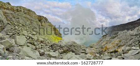 panorama of kawah ijen volcano