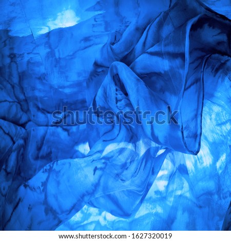 texture, background, pattern, blue silk fabric with abstract print, ground, context, fond, foil, field