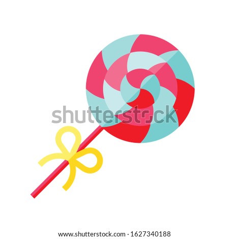 Lollipop with ribbon vector illustration, flat design icon