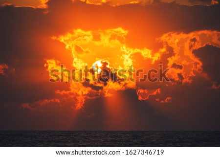 Cloudscape and dramatic blue sky, sunset shot