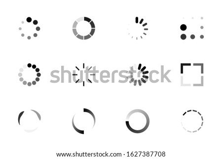 Set of Loading icons. Indicator for the loading process. Load upload download round process.  Royalty-Free Stock Photo #1627387708