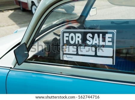 for sale sign on a car