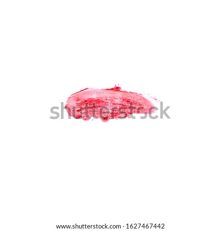 Red liquid lipstick smeared swatch. Lip polish gloss smudge sample Royalty-Free Stock Photo #1627467442