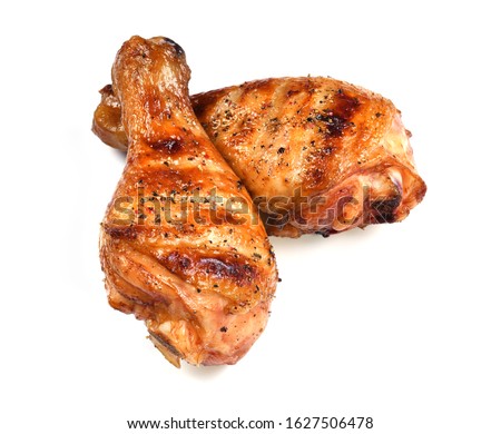 Grill roast bbq chicken leg isolated on white background Royalty-Free Stock Photo #1627506478
