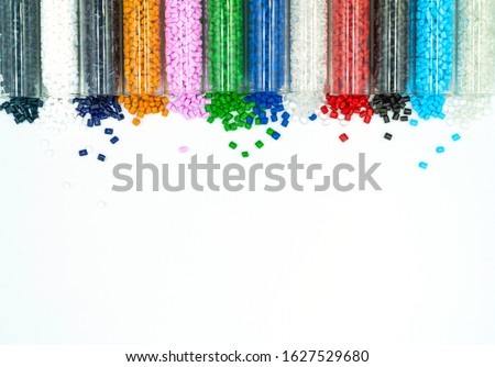 Top view close up Plastic beads on white background, Resin plastics for industrial Royalty-Free Stock Photo #1627529680
