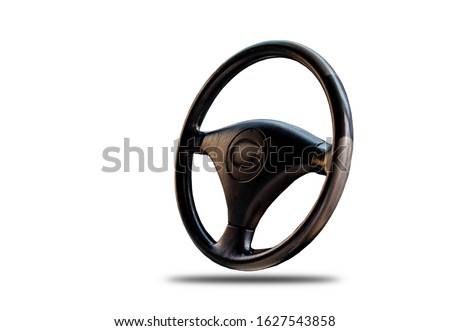Car steering wheel, leather covered, button technology Royalty-Free Stock Photo #1627543858