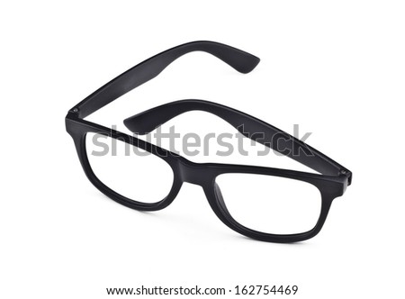 Isolated black glasses on white background Royalty-Free Stock Photo #162754469