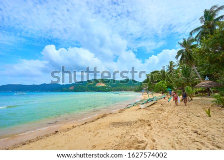 "Marimegmeg Beach" also known as "Las Cabanas Beach" next to El Nido on Palawan - Philippines