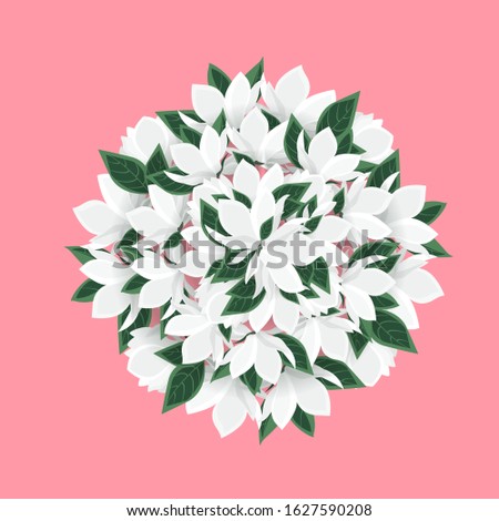 Vector illustration branches with floral decoration. Spring magnolia. Background with white flowers