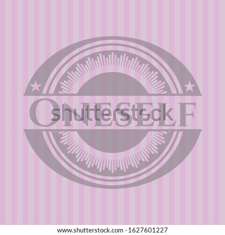 Oneself badge with pink background. Vector Illustration. Detailed.